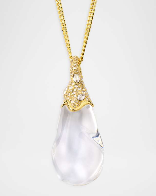 Liquid Lucite Crystal Pavé Teardrop Necklace